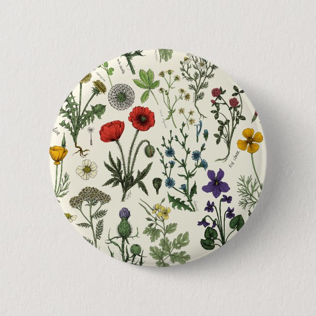 Wildflowers collage 6 cm round badge (Front)
