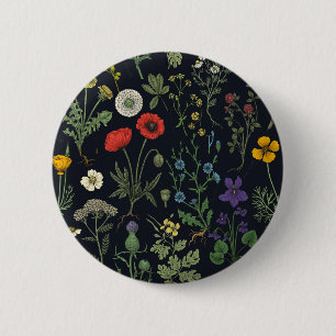 Wildflowers collage 6 cm round badge