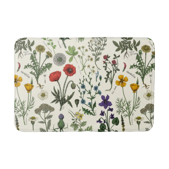 Wildflowers collage bath mat (Front)
