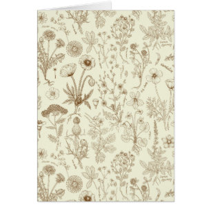 Wildflowers collage/ beige and sepia