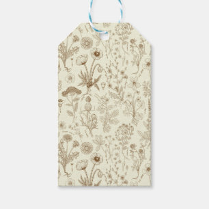 Wildflowers collage/ beige and sepia gift tags