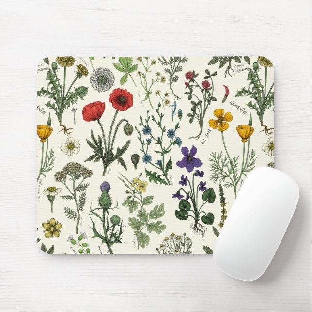 Wildflowers collage mouse mat (With Mouse)