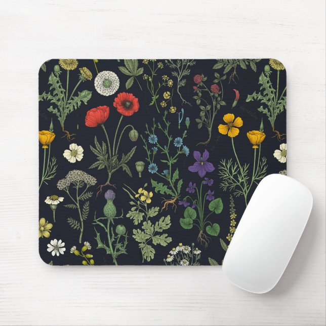 Wildflowers collage mouse mat (With Mouse)