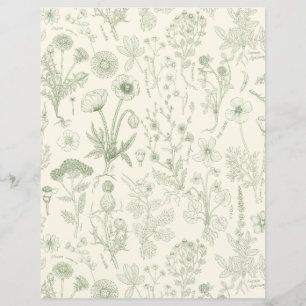 Wildflowers collage/ off white and sage