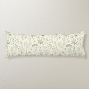Wildflowers collage/ off white and sage body cushion