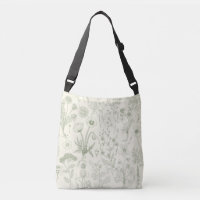 Wildflowers collage/ off white and sage