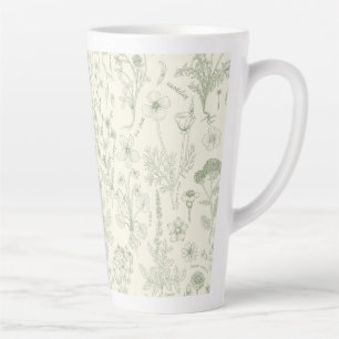 Wildflowers collage/ off white and sage latte mug