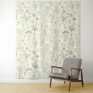 Wildflowers collage/ off white and sage tapestry