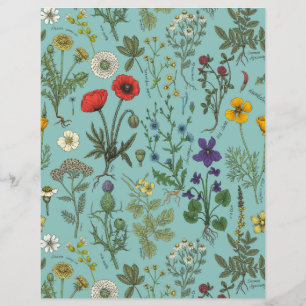 Wildflowers collage on blue