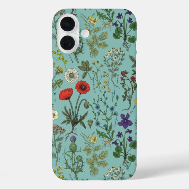 Wildflowers collage on blue Case-Mate iPhone case (Back)