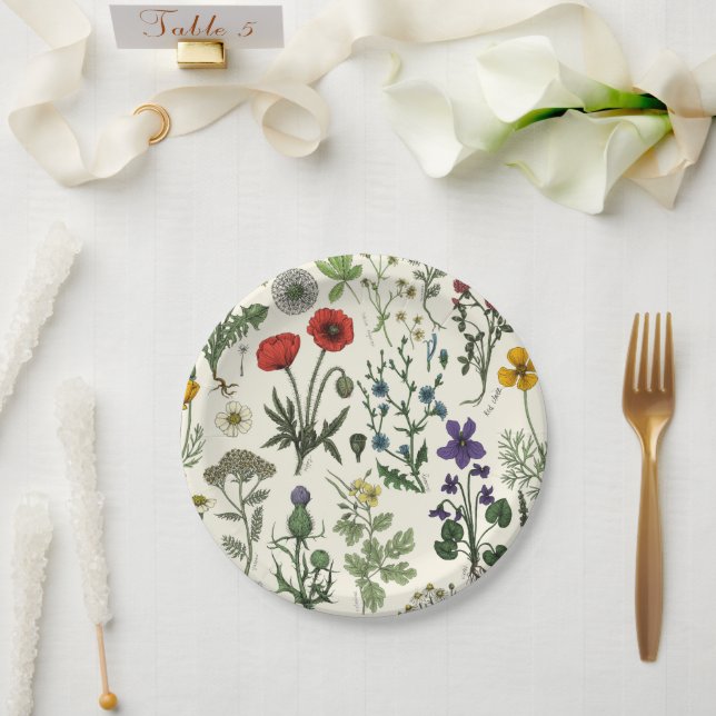 Wildflowers collage paper plate (Wedding)