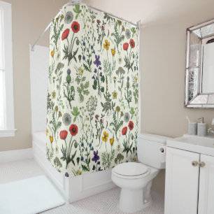 Wildflowers collage shower curtain