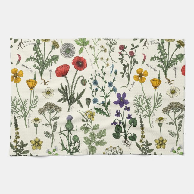 Wildflowers collage tea towel (Horizontal)