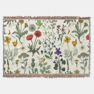 Wildflowers collage throw blanket