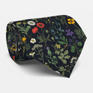 Wildflowers collage tie