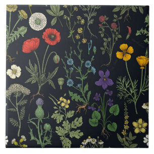 Wildflowers collage tile