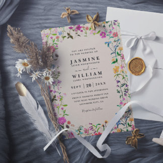 Wildflowers Colourful Rustic Elegant Modern Weddin Invitation