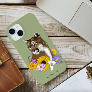 Wildflowers Cougar Mountain Lion Puma iPhone 15 Case