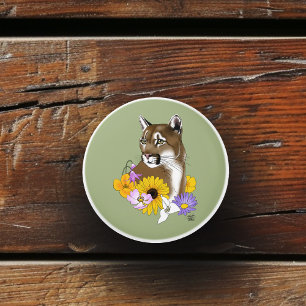 Wildflowers Cougar Mountain Lion Puma Ceramic Knob