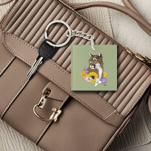 Wildflowers Cougar Mountain Lion Puma Key Ring