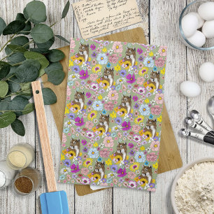 Wildflowers Cougar Mountain Lion Puma Tea Towel