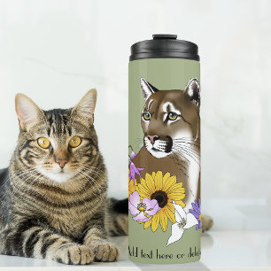 Wildflowers Cougar Mountain Lion Puma Thermal Tumbler