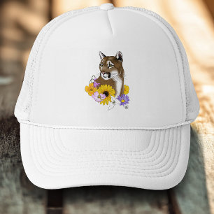 Wildflowers Cougar Mountain Lion Puma  Trucker Hat