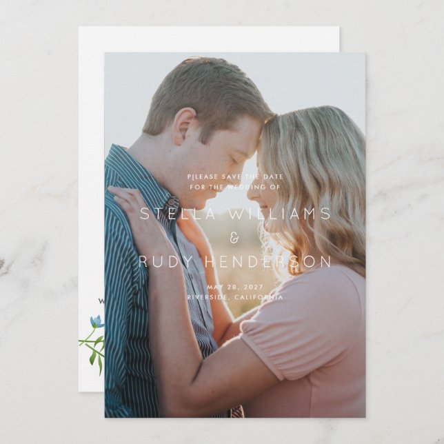 Wildflowers Country Botanical Wedding Photo Save The Date (Front/Back)