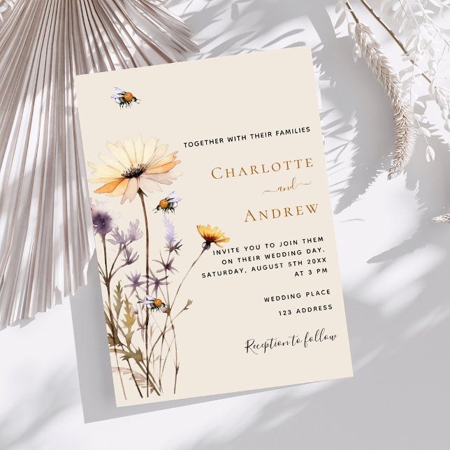 Wildflowers country luxury wedding invitation (Creator Uploaded)
