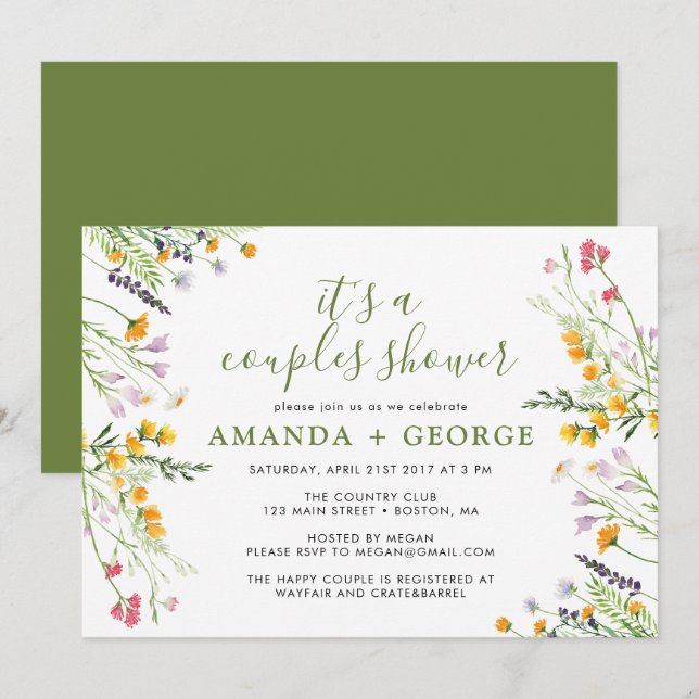 Wildflowers Couple shower party invitation (Front/Back)