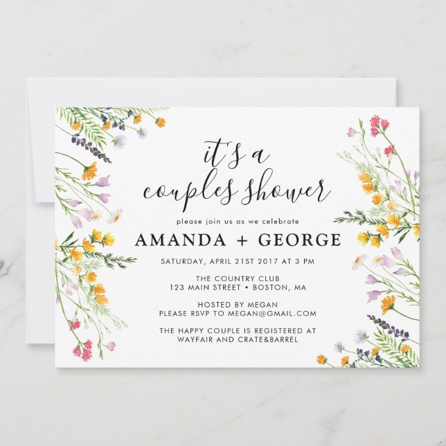 Wildflowers Couple shower party invitation (Front)