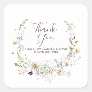 Wildflowers Couples Shower Thank You Sticker