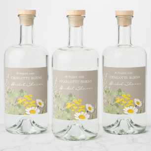 Wildflowers Custom Bridal Shower Liquor Bottle Label