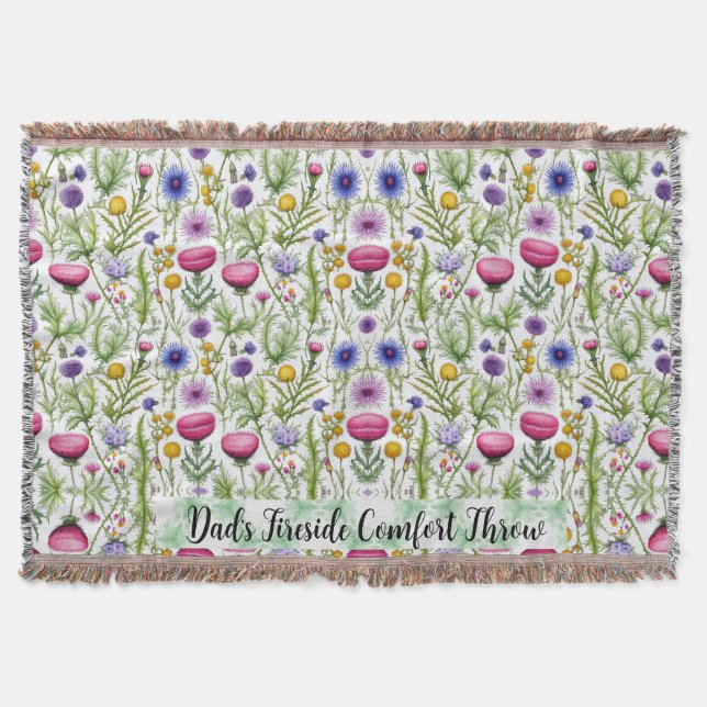 Wildflowers Dad’s Fireside Comfort Throne Throw Blanket (Front)