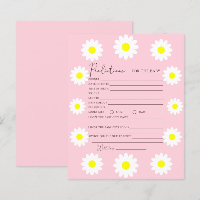 Wildflowers daisies - predictions for baby (Front/Back)