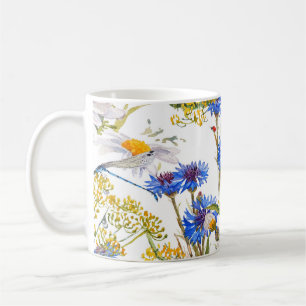 Wildflowers: dark blue watercolor seamless coffee mug