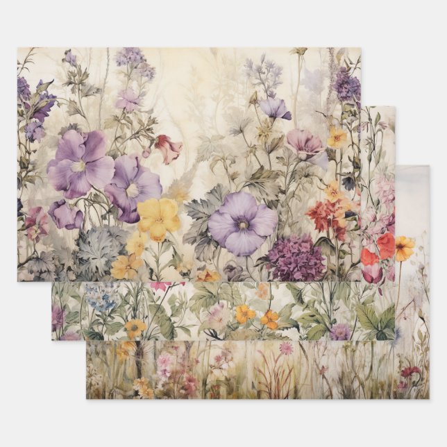WILDFLOWERS DECOUPAGE DECORATIVE PAPER SET (Set)