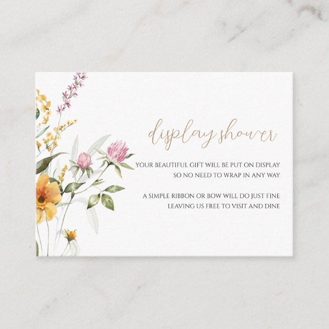 Wildflowers Display Shower Baby Sower Enclosure Card (Front)