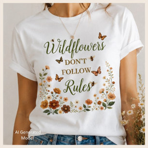 Wildflowers Don’t Follow Rules Boho Nature Graphic T-Shirt