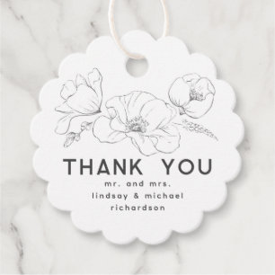 Wildflowers Drawing Elegant Thank You Favour Tags