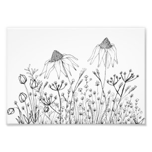 Wildflowers drawing photo print