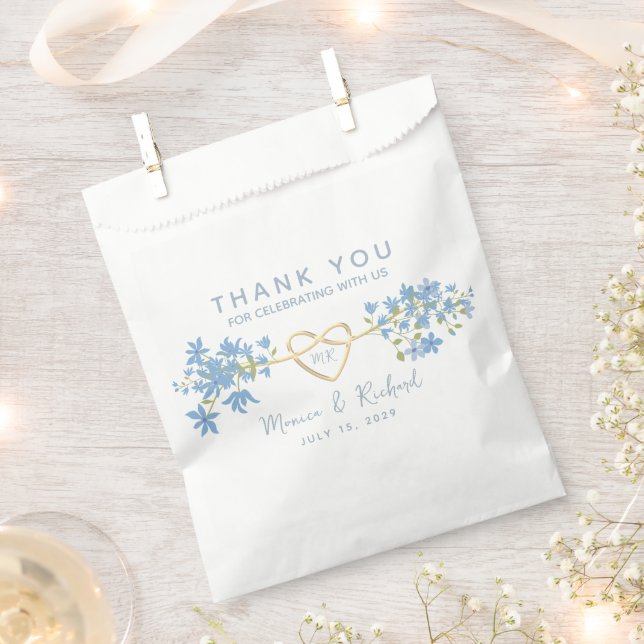 Wildflowers Dusty Blue Wedding Favour Bags (Clipped)