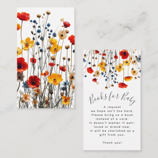 Wildflowers Elegant Baby Shower Books for Baby Enclosure Card (Front/Back)