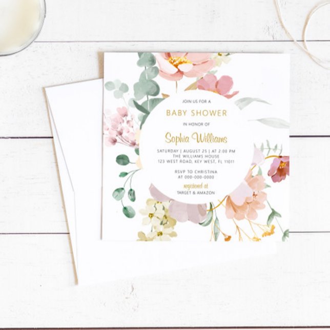 Wildflowers Elegant Baby Shower Invitation (Creator Uploaded)