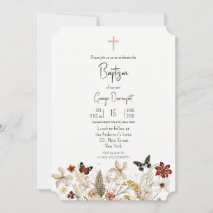 Wildflowers Elegant Baptism Religious event Invitation