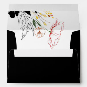 Wildflowers Elegant Boho Black Envelope