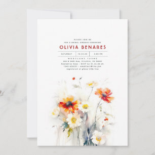 Wildflowers Elegant Boho Bridal Shower Invitation