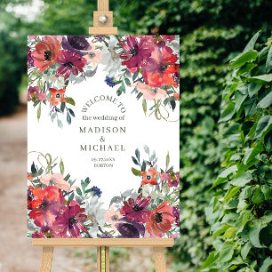 Wildflowers Elegant Boho Fall Wedding Welcome Poster