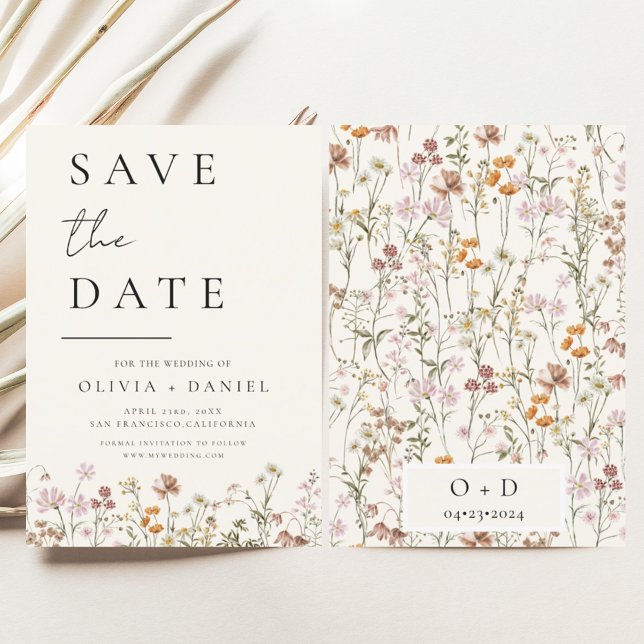 Wildflowers Elegant Boho Save the Date Minimalist  (Creator Uploaded)