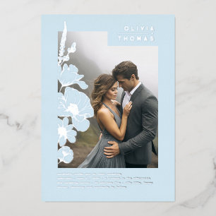 Wildflowers Elegant Dusty Blue Wedding Photo